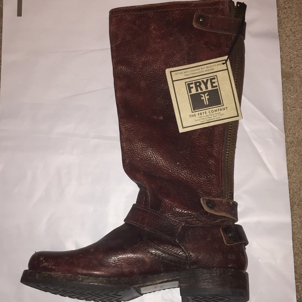 NEW Frye Veronica back zip boots 77551 6 dk brown